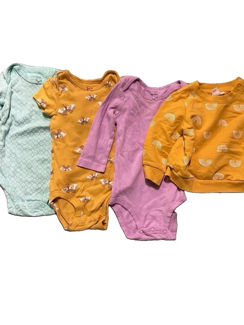 Baby Girl Long Sleeve Bodysuits Sweatshirt Butterflies Rainbows Size 3-6 Months